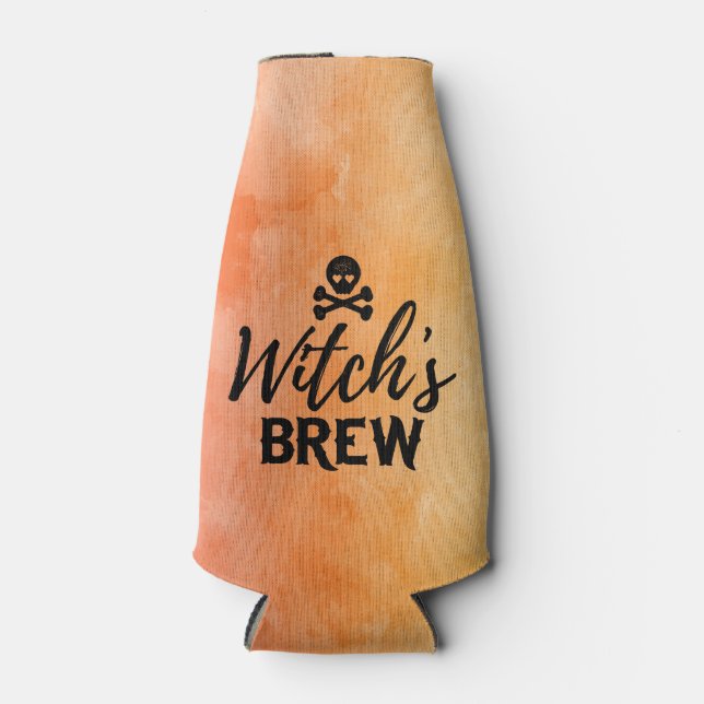 Witch's Brew Poison Skull Crossbones Halloween Bottle Cooler (Front)