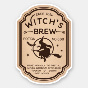 Witchs Brew Potion Vintage Label Sticker