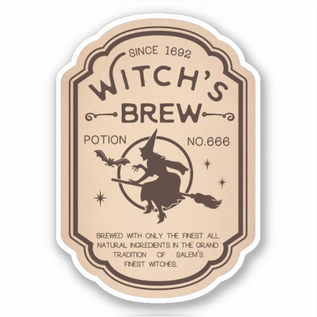 Witchs Brew Potion Vintage Label Sticker (Front)