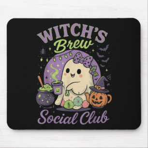 Witch's Brew Social Club Cute Ghost Cauldron Coffe Mouse Mat