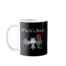 Witch's Brew Wicca Bat Rose Black Goth Flower