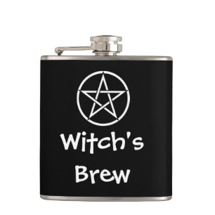 Witch's Brew Wiccan Pagan Pentacle Hip Flask