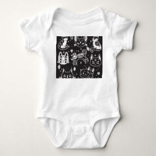 Witch's Cat: Vintage Isolated Illustration Baby Bodysuit