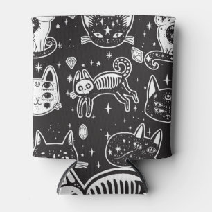 Witch's Cat: Vintage Isolated Illustration Can Cooler