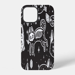 Witch's Cat: Vintage Isolated Illustration iPhone 12 Case