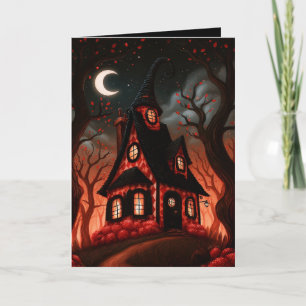 Witch's Cottage Halloween Illustration Card
