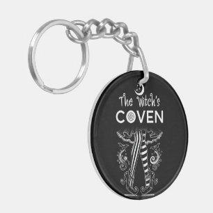 Witch's Coven Witch Legs Black White Halloween  Key Ring