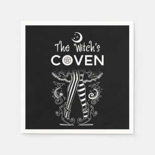 Witch's Coven Witch Legs Black White Halloween  Napkin