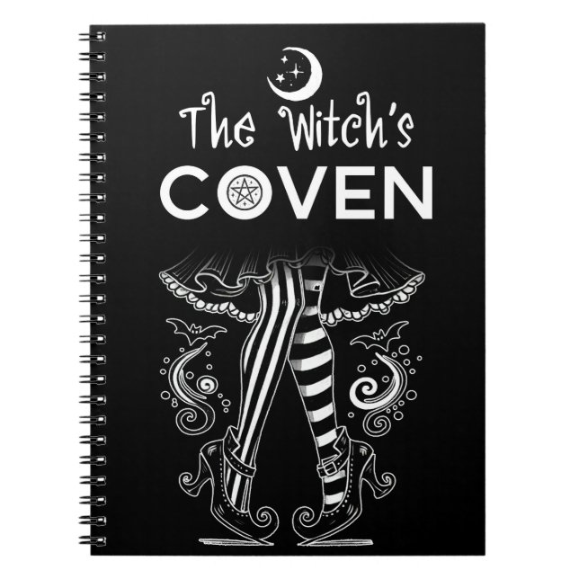 Witch's Coven Witch Legs Black & White Halloween Notebook (Front)