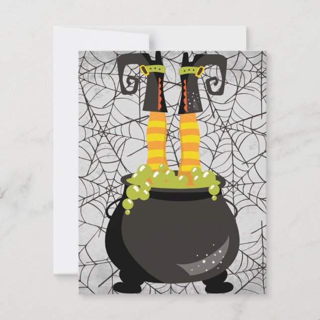 Witch's Feet Sticking out of a bubbling cauldron I Invitation (Front)