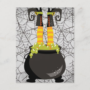 Witch's Feet Sticking out of a bubbling cauldron I Invitation