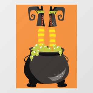 Witch's Feet Sticking out of a bubbling cauldron Window Cling