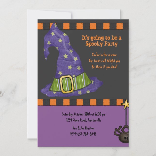 Witch's Hat Halloween Party Invitation (Front)