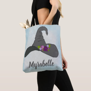 Witch's Hat with Flowers Personalised Tote Bag