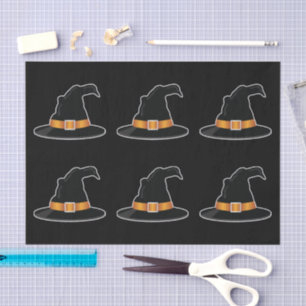 Witch's Hats Orange Witch Hat Halloween Pattern Tissue Paper