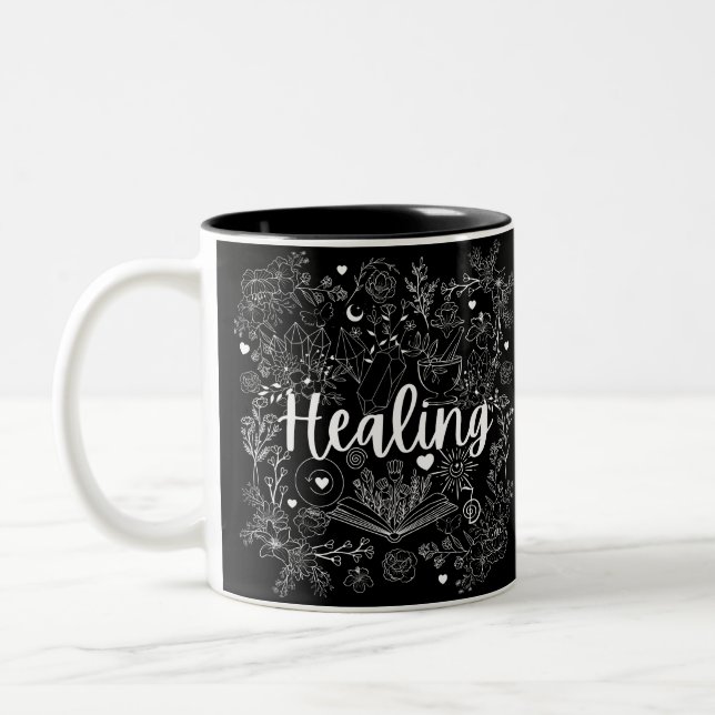 Witch's Healing Touch: Enchanting Design Two-Tone Coffee Mug (Left)
