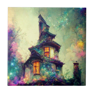 Witch's House Ceramic Tile, Small (4.25" x 4.25")  Tile