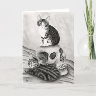 Witch's Kittens Cat Skull Gothic Goth Fantasy Art Card