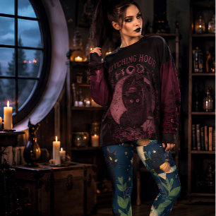 Witch's Moon Garden Black Cat Celestial Halloween Leggings