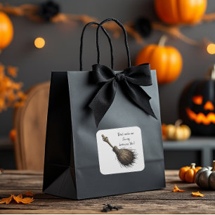Witch's Pet Broom Square Sticker
