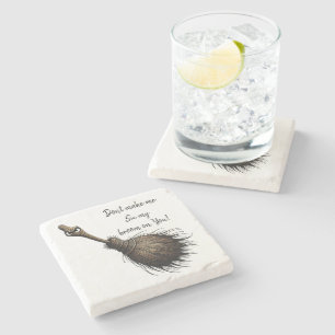 Witch's Pet Broom Stone Coaster