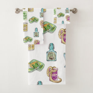 Witch's potion pattern double double  bath towel set