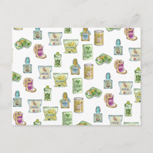 Witch's potion pattern double double  postcard