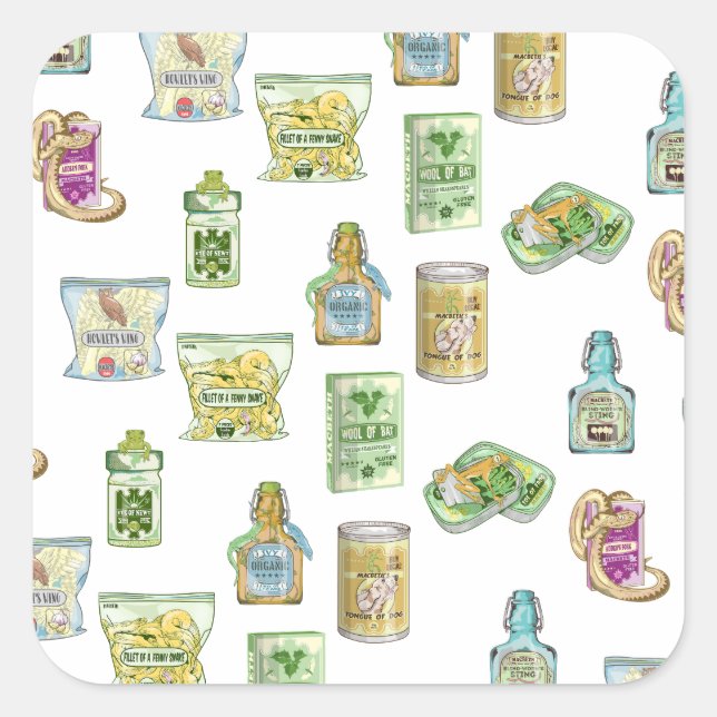 Witch's potion pattern double double  square sticker (Front)