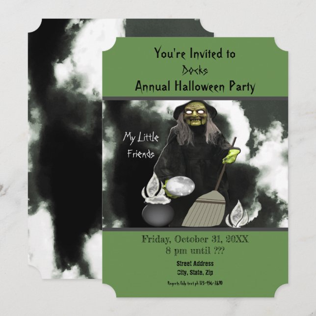 Witch's Rainee Brew Halloween Invitation (Front/Back)