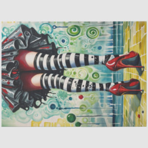 Witch's Stockings - Green City - Black and White Tissue Paper