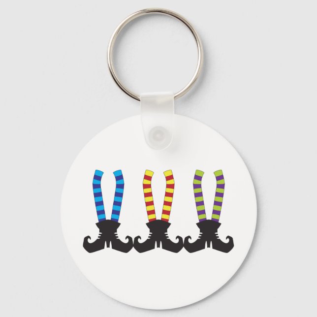 Witch's Stripy Socks Key Ring (Front)
