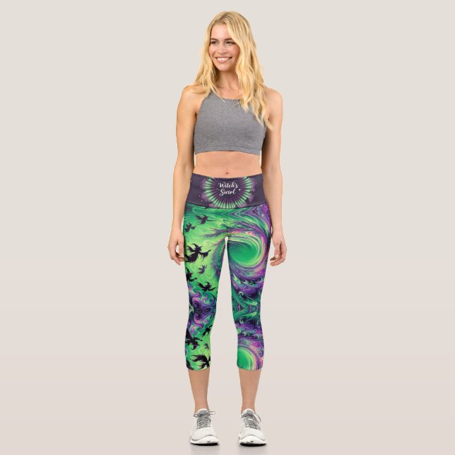 Witch's Swirl: Enchanting High Waisted Capris (Front)