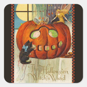 Witch's Wand Halloween Square Sticker