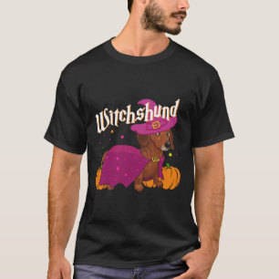 Witchshund Dachshund Dog In Witch Hat Halloween Co T-Shirt