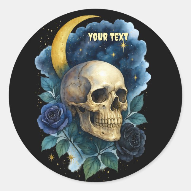Witchy Aesthetic Gothic Floral Halloween Creepy  Classic Round Sticker (Front)
