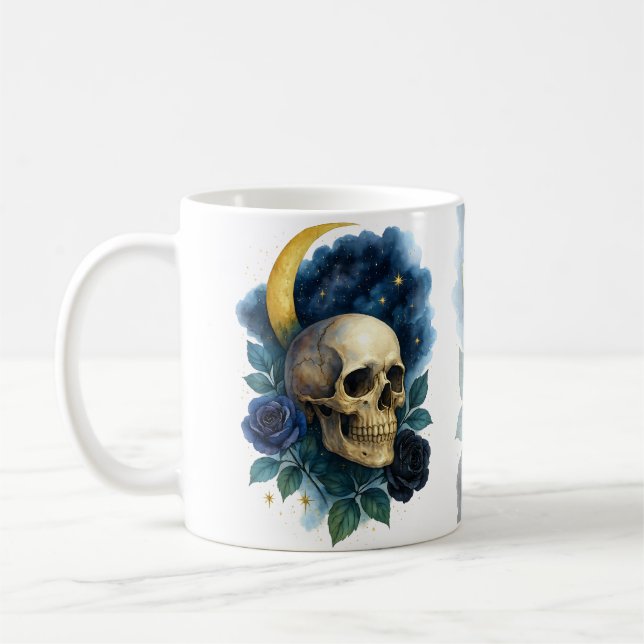 Witchy Aesthetic Gothic Floral Halloween Creepy  Coffee Mug (Left)