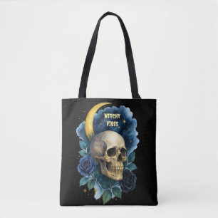 Witchy Aesthetic Gothic Floral Halloween Creepy Tote Bag
