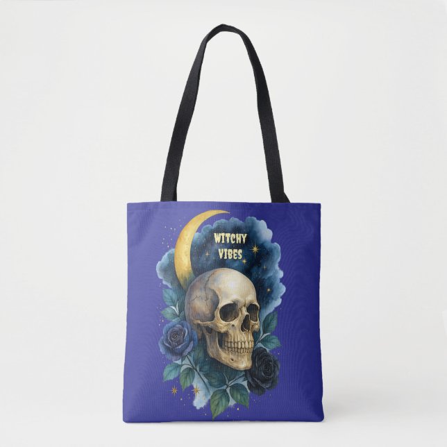 Witchy Aesthetic Gothic Floral Halloween Creepy  Tote Bag (Front)