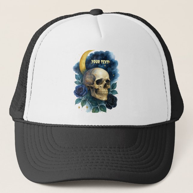 Witchy Aesthetic Gothic Floral Halloween Creepy  Trucker Hat (Front)