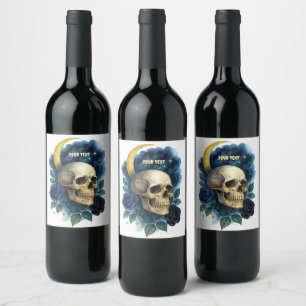 Witchy Aesthetic Gothic Floral Halloween Creepy  Wine Label