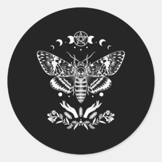 Witchy Aesthetic Mystic Death Hawk Moth Wiccan Moo Classic Round Sticker