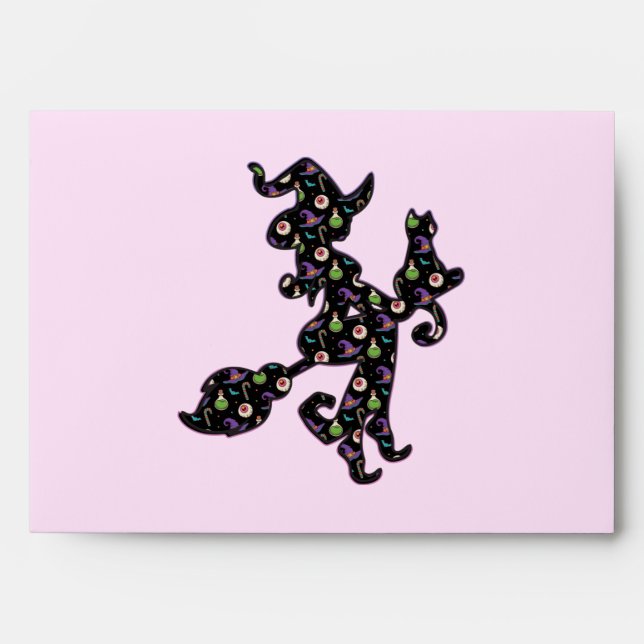 Witchy And Cat, Halloween Mood Envelope (Front)