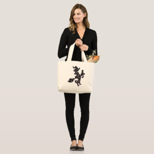 Witchy And Cat, Halloween Mood Large Tote Bag