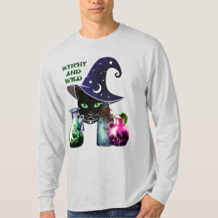 Witchy And Wild - Halloween Black Cat And Potions T-Shirt