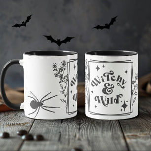 Witchy and Wild retro black Happy Halloween Mug