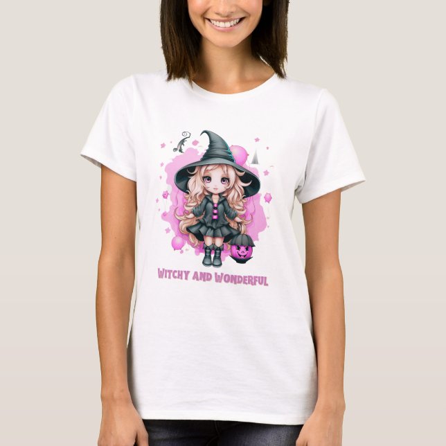 Witchy and Wonderful Cute Witch Halloween Mug T-Shirt (Front)