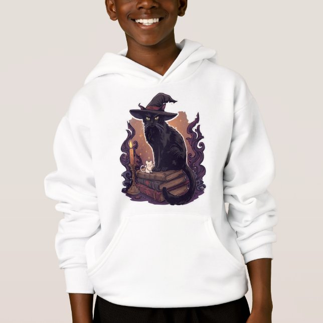 Witchy Black Cat & Ghost Mouse – Halloween Pet Par (Front)