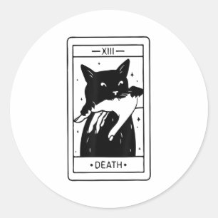 Witchy Black Cat Halloween Tarot Card Funny For Me Classic Round Sticker