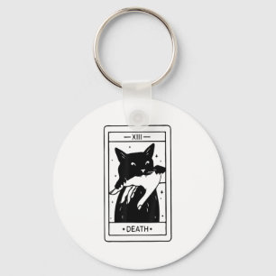 Witchy Black Cat Halloween Tarot Card Funny For Me Key Ring