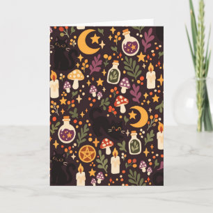 Witchy Black Cats Mushrooms Potions Greeting Card